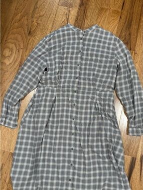 Uniqlo Plaid Button-Front Dress in Gray and Brown
